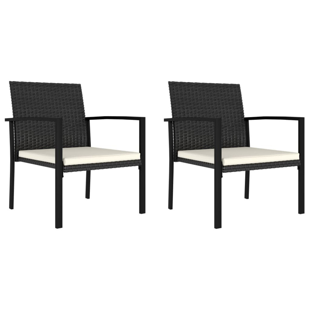 vidaXL 2x Garden Dining Chairs Poly Rattan Black Outdoor Armchair Seating