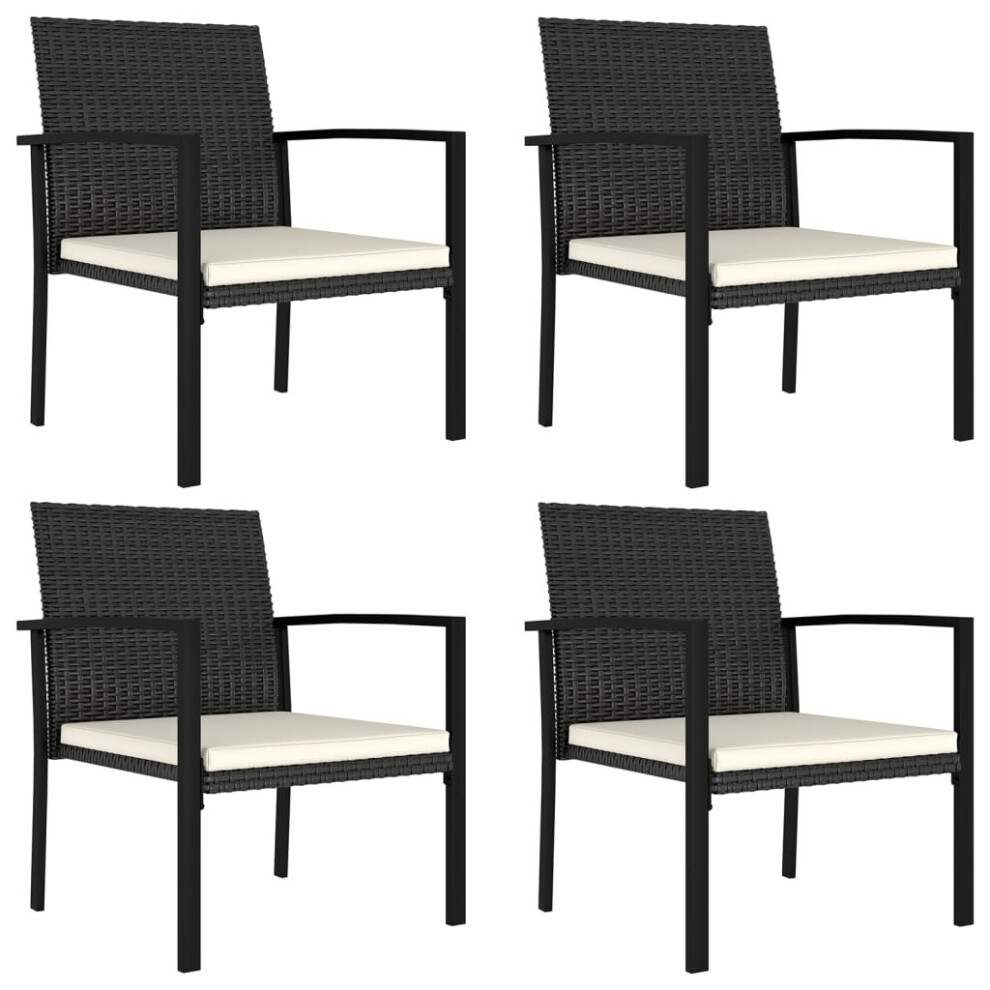 Vidaxl 4X Garden Dining Chairs Poly Rattan Black Outdoor Armchair Seating