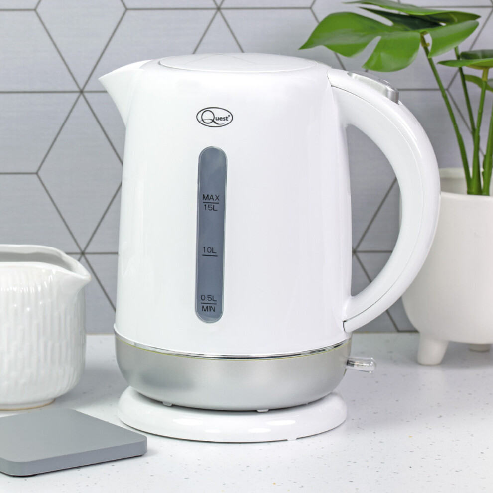 Quest (White) 1.5L Fast Boil Kettles With Spout Filter & Water Level Indicator Black