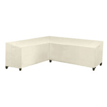 (Beige, 300 x 300 x 98 cm) Youngshion Upgraded Heavy Duty 420D Oxford Waterproof L-shape Garden Rattan Corner Furniture Cover with Drawstring Buckles Air Vents and Handles