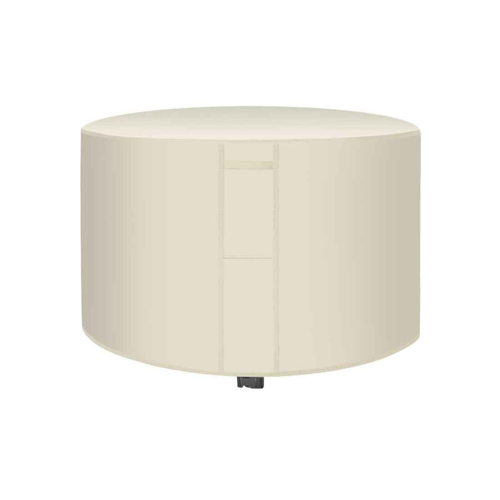 (Beige, 120 x 75 cm) Youngshion Upgraded Heavy Duty 420D Oxford Waterproof Round Garden Rattan Furniture Circular Table Cover with Drawstring Buckles Air Vents and Handles