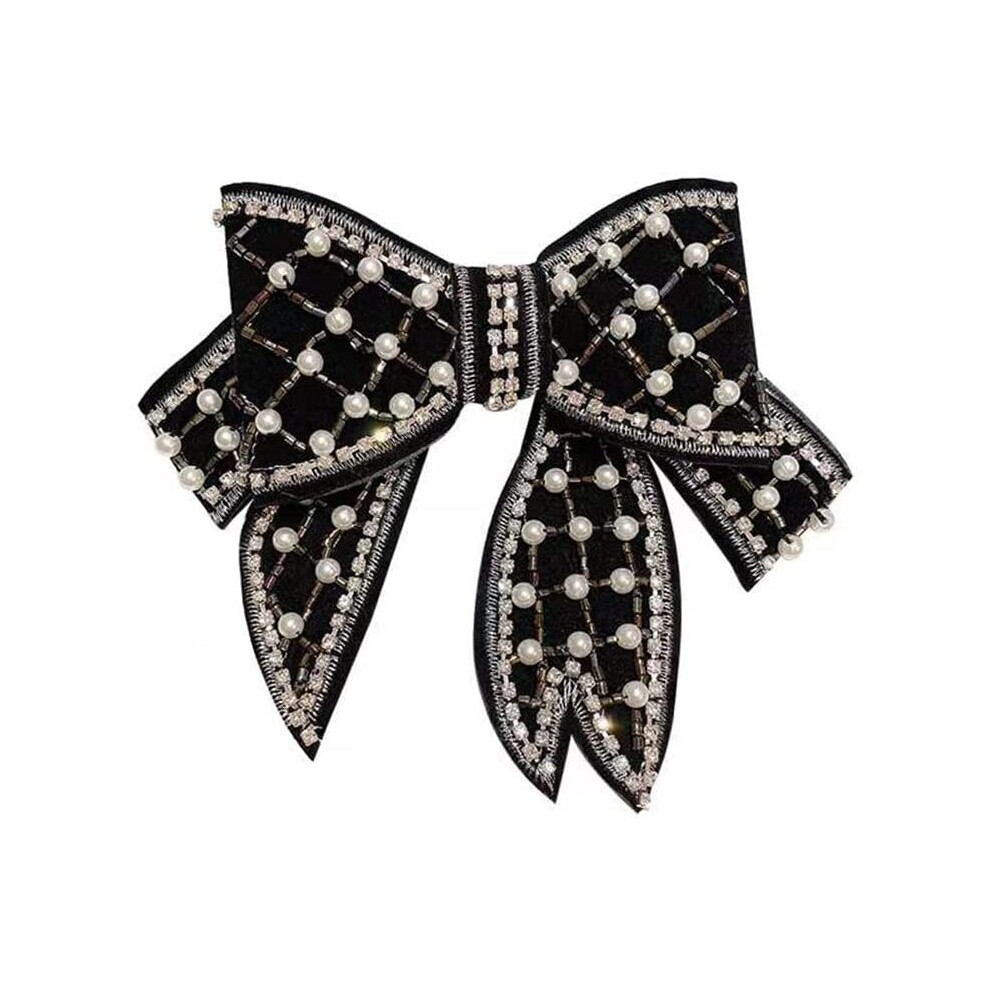 1Pcs Hair Bow Clip Pearl Bow Hairpin Bow Barrette Large Bow Hair Clip Beads Bowknot Barrette Hair Accessory For Women And Girls Green