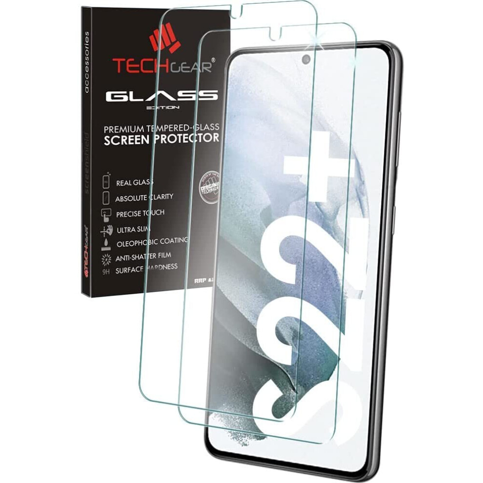 Techgear 2 Pack Glass Edition Compatible With Samsung Galaxy S22 Plus / S22+ 5G, Tempered Glass Screen Protector Cover [2.5D...