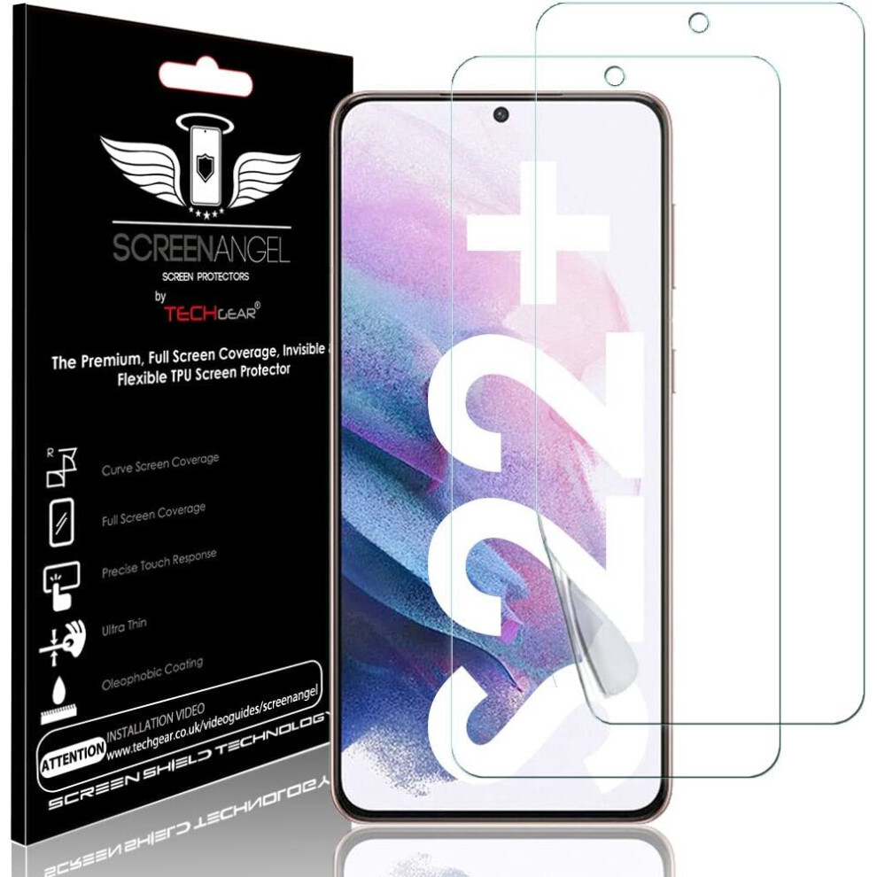 TECHGEAR [2 Pack Screen Protector fits Samsung Galaxy S22 Plus / S22+ 5G [Screen Angel Edition] [In-Display Fingerprint...