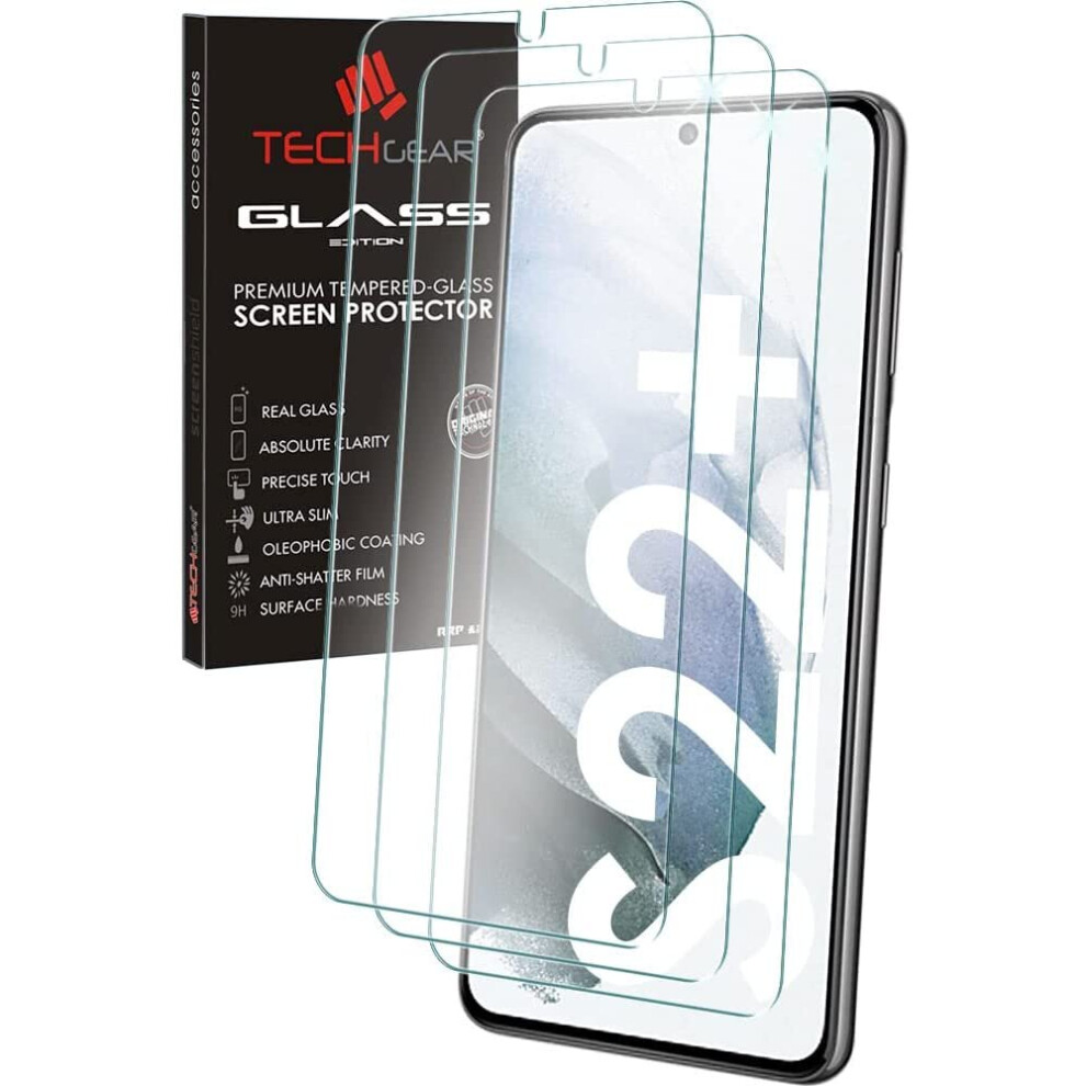 Techgear 3 Pack Glass Edition Compatible With Samsung Galaxy S22 Plus / S22+ 5G, Tempered Glass Screen Protector Cover [2.5D...