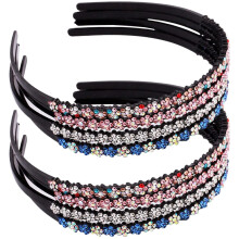 8 Pcs Rhinestones Flower Shaped Tiaras Single Row Non-slip Teeth Hairbands Fashion Crystal Hard Hair Hoops for Women Girls Lady