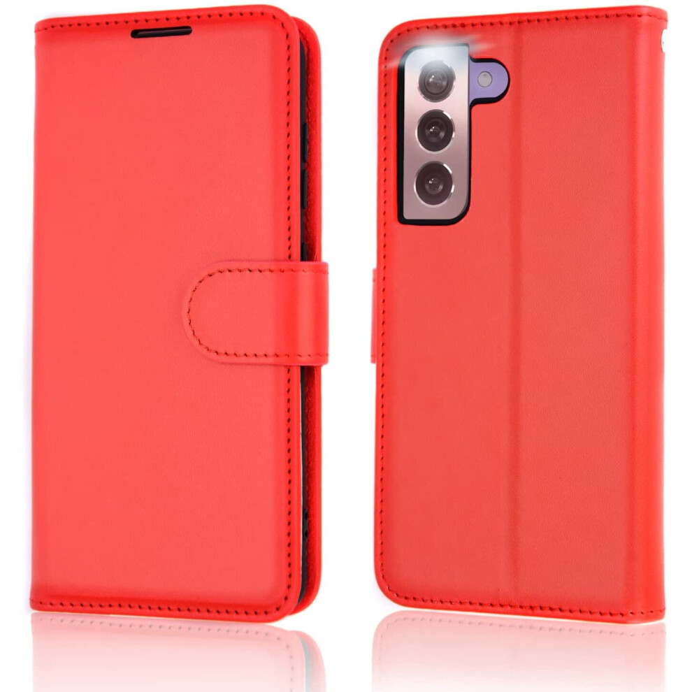 TECHGEAR Galaxy S22 Plus Leather Wallet Case, Flip Protective Case Cover with Wallet Card Holder, Stand and Wrist Strap - Red...