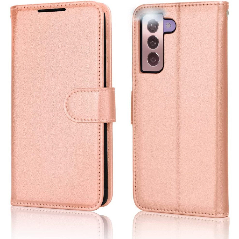 TECHGEAR Galaxy S22 Plus Leather Wallet Case, Flip Protective Case Cover with Wallet Card Holder, Stand and Wrist Strap - Rose...