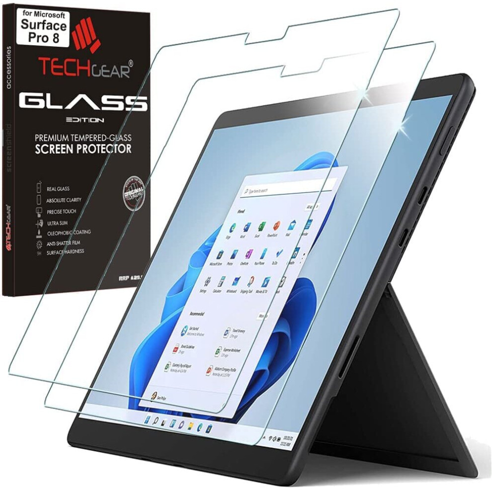 TECHGEAR GLASS Edition [2 Pack] Screen Protectors fits Microsoft Surface Pro 8, Genuine Tempered Glass Screen Protectors [9H...