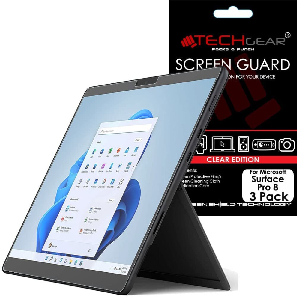 TECHGEAR [Pack of 3 Screen Protectors for Microsoft Surface Pro 8 (13" screen) - Ultra Clear Screen Protector Guard Cover +...