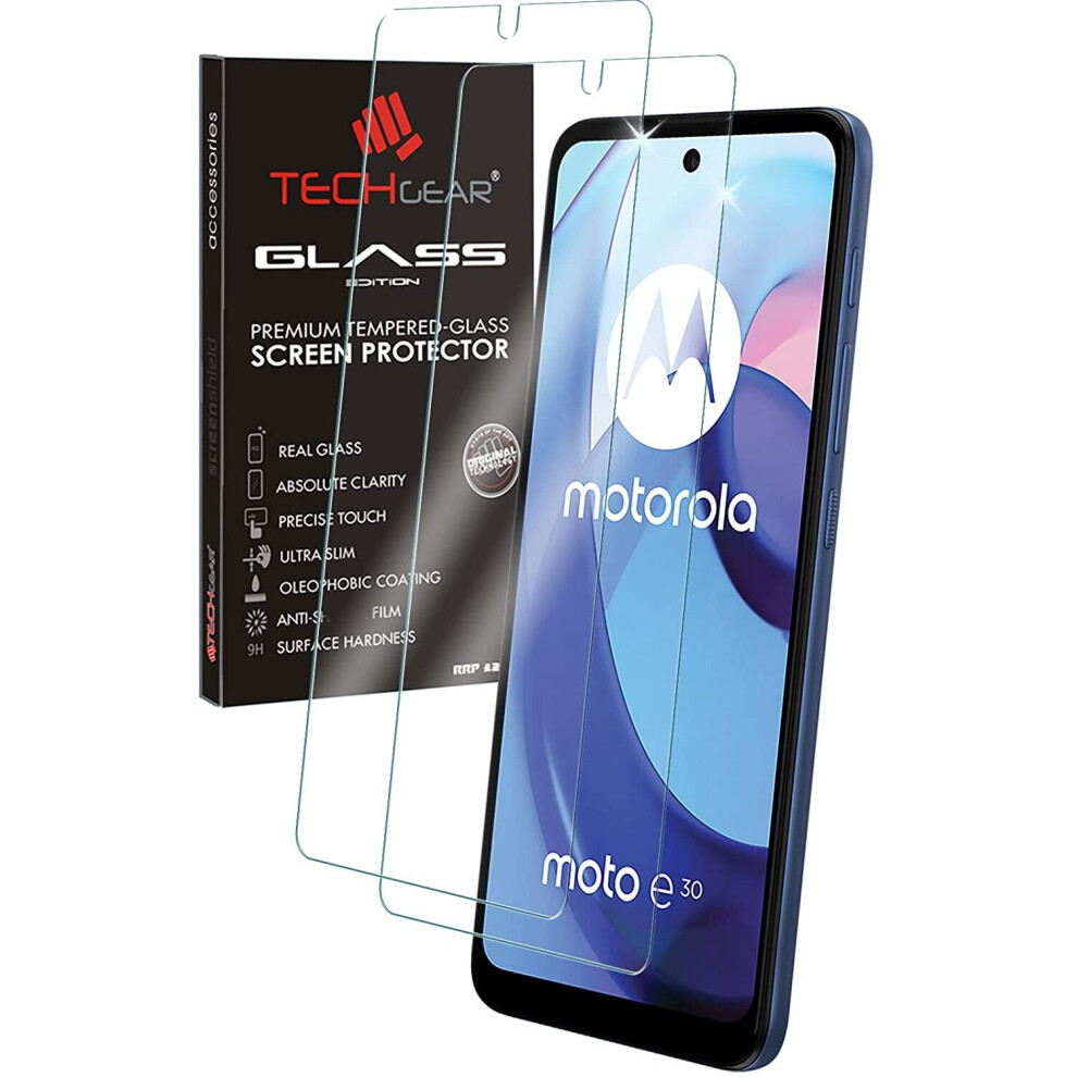 Techgear 2 Pack Of Glass Edition Compatible For Motorola Moto E30 & Moto E40, Tempered Glass Screen Protector Covers [2.5D...