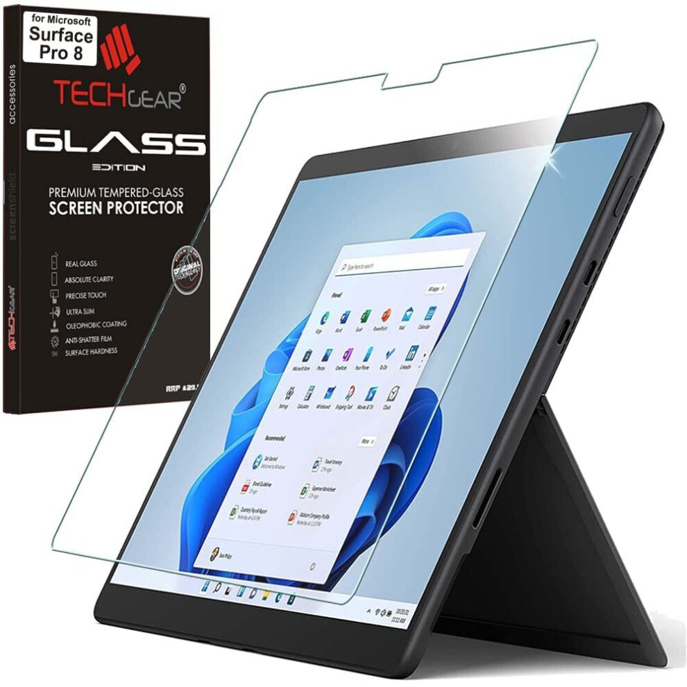 TECHGEAR GLASS Edition Screen Protector fits Microsoft Surface Pro 8, Genuine Tempered Glass Screen Protector [9H Toughness]...