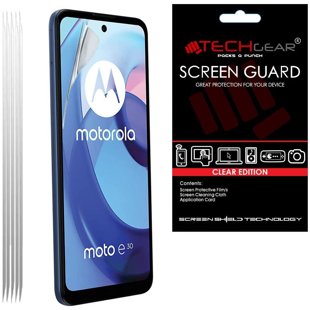 TECHGEAR [5 Pack] Screen Protectors Compatible for Motorola Moto E30 & Moto E40, CLEAR LCD Screen Protectors Cover Guards