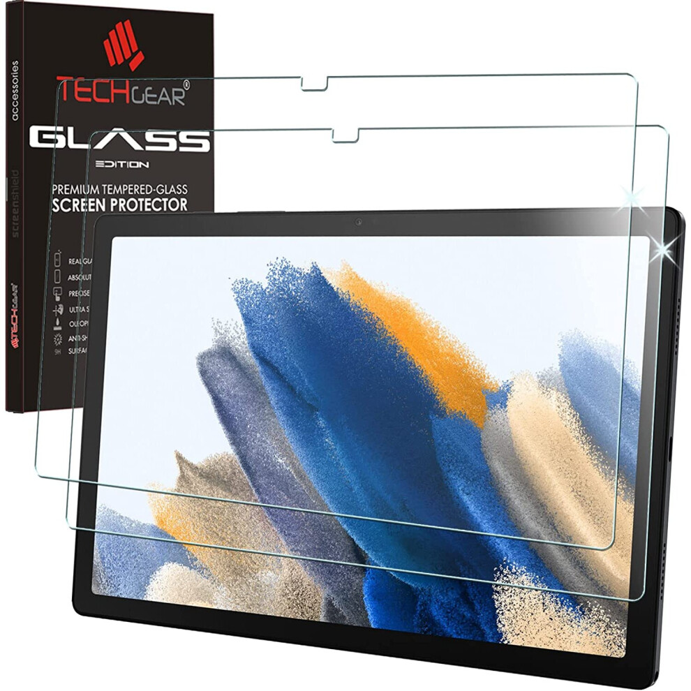 TECHGEAR [2 Pack] Galaxy Tab A8 10.5" GLASS Edition (SM-X200 / SM-X205), Tempered Glass Screen Protector [9H Toughness] [HD...