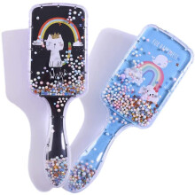 2 Pcs Cute Hair Brush Pink Black Printed Cushion Comb Cartoon Airbag Comb Paddle Hair Bursh for Girl Woman