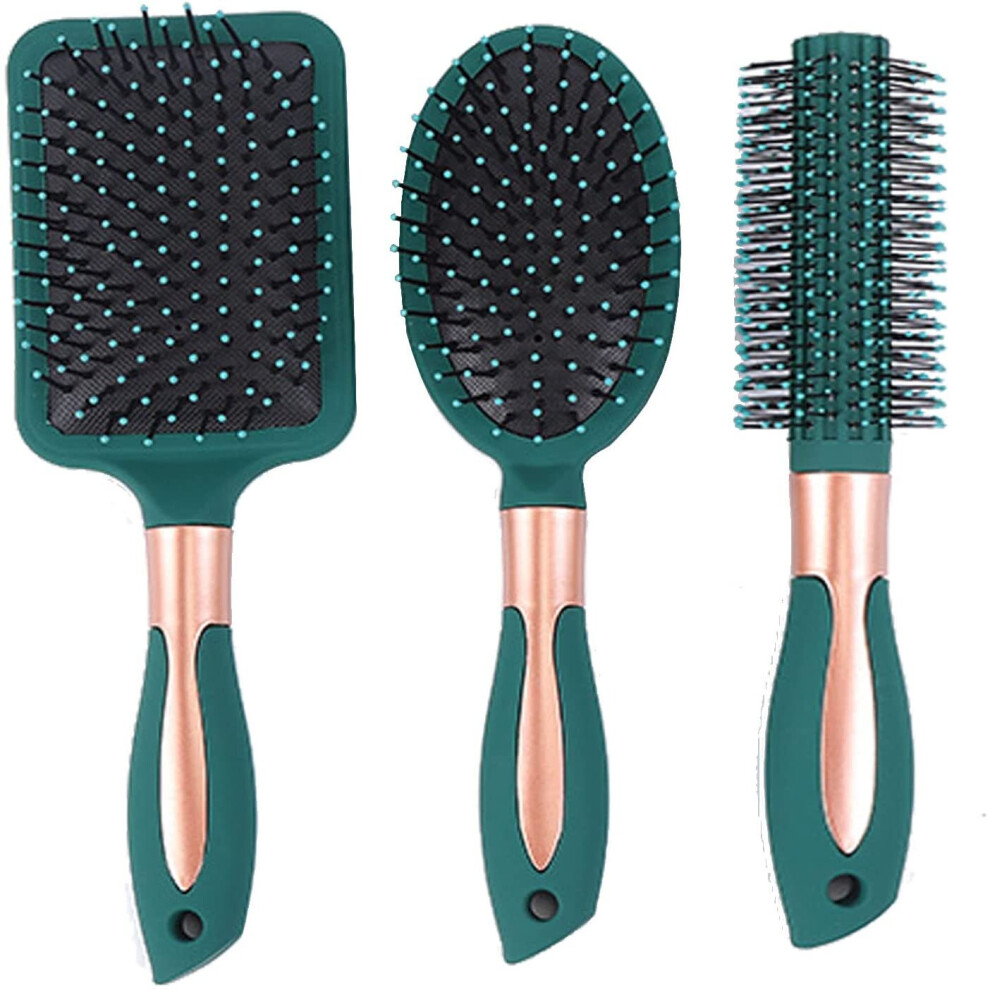 N\C 3 Set Massage Oval Comb, Round Hair Brushes, Flat Anti Static Detangling Air Cushion Bristle Combs, Large Paddle Brush,...
