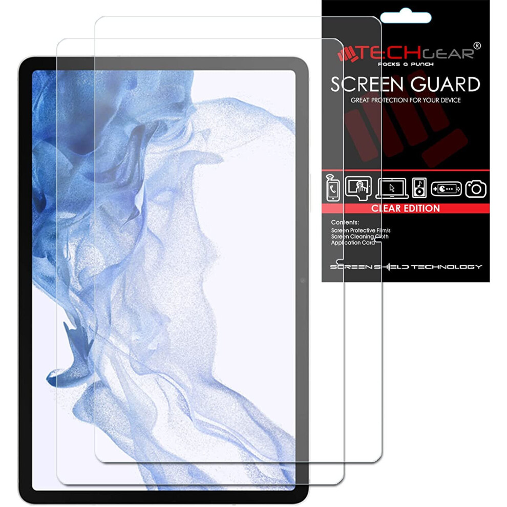 TECHGEAR 2 Pack Galaxy Tab S8 11" Screen Protectors (SM-X700 / SM-X706), Ultra CLEAR Screen Protector Guard Cover Designed for...