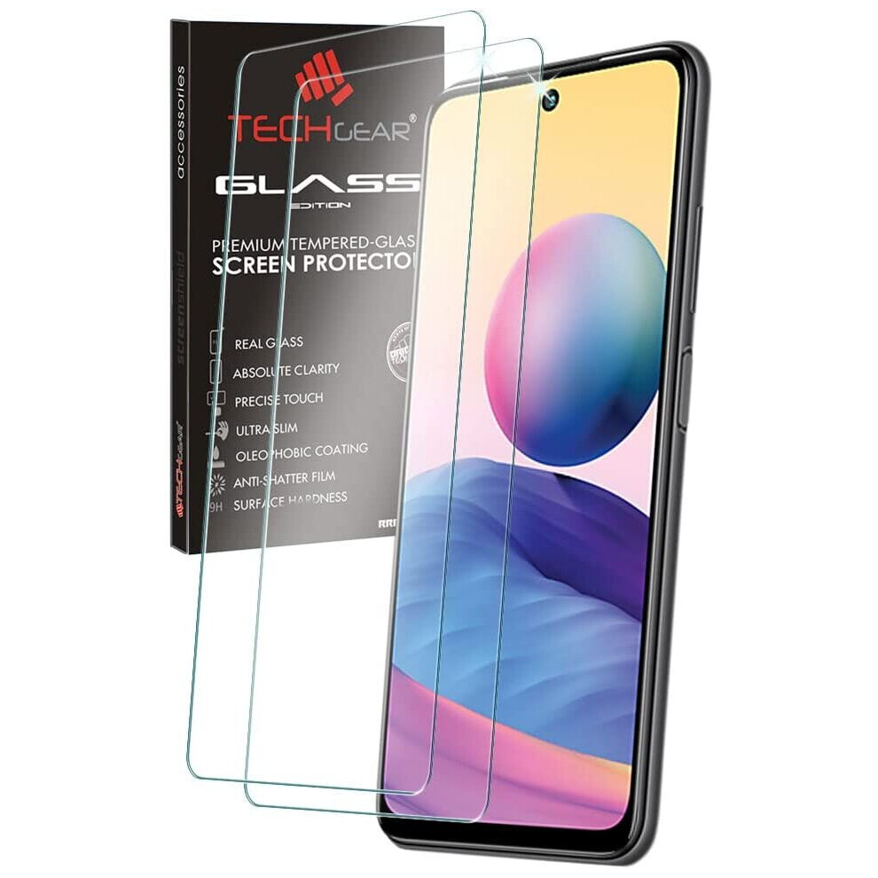 Techgear 2 Pack Of Glass Edition For Xiaomi Redmi Note 10 5G, Tempered Glass Screen Protectors Cover [2.5D Round Edge] [9H...