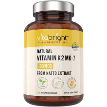 Vitamin K2 MK-7 - Optimal Strength 100mcg - from Natto - Sourced from Plant-Based Natural Ingredients - 120 Easy to Swallow...