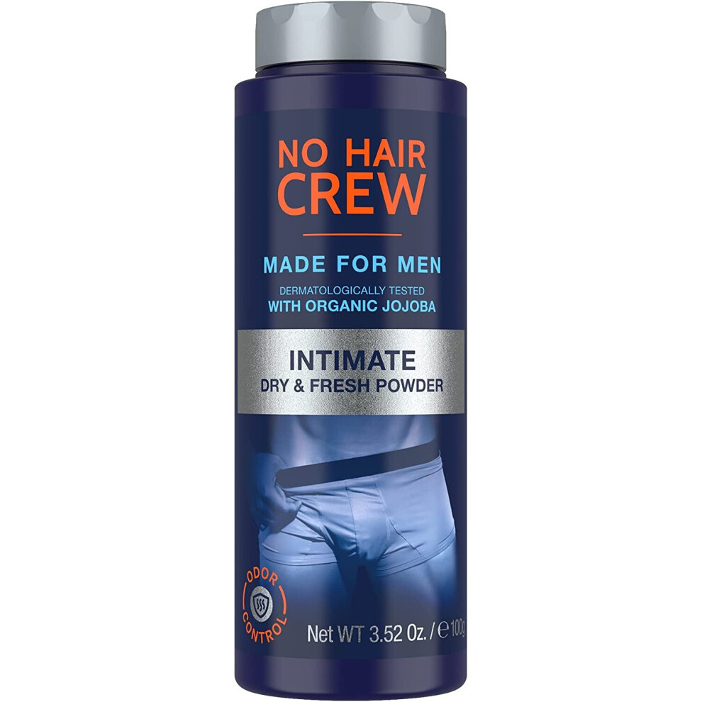 'No Hair Crew | Intimate Dry & Fresh Body Powder for Men | Sweat Defense and Odor Control Deodorizer | 3.5 oz'