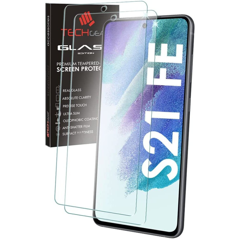 Techgear 2 Pack Glass Edition Compatible With Samsung Galaxy S21 Fe, Tempered Glass Screen Protector Covers [2.5D Round Edge]...