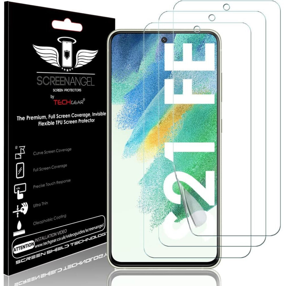 TECHGEAR [3 Pack Screen Protector fits Samsung Galaxy S21 FE Ultra [Screen Angel Edition] [In-Display FingerID Support][Case...