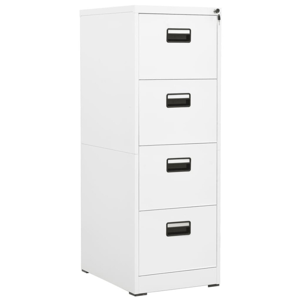 vidaXL Filing Cabinet White Steel Home Office Storage Document File Cabinet