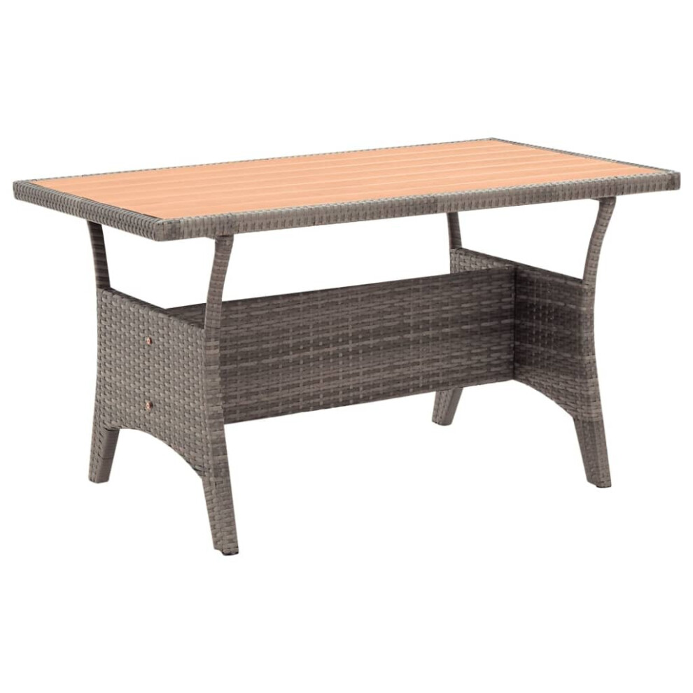 vidaXL Garden Table Grey Poly Rattan Outdoor Patio Dining Dinner Table Desk