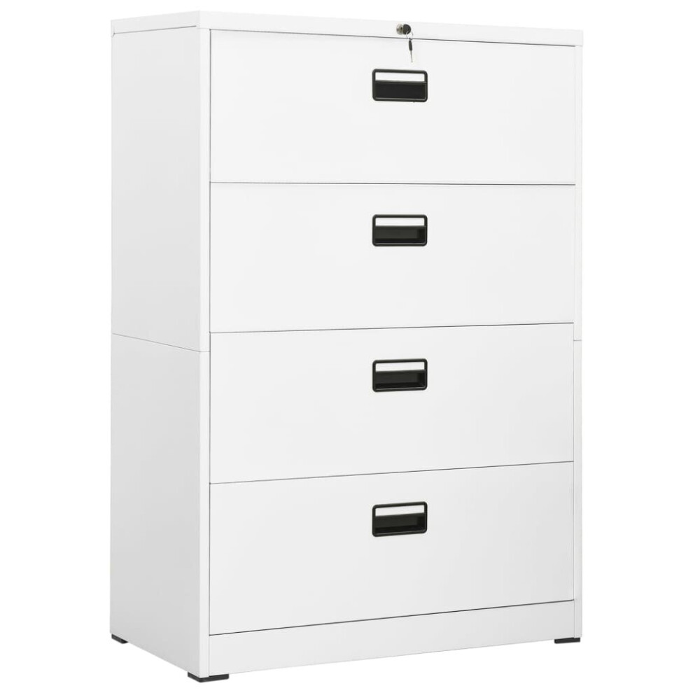 vidaXL Filing Cabinet White Steel Home Office Storage Document File Cabinet