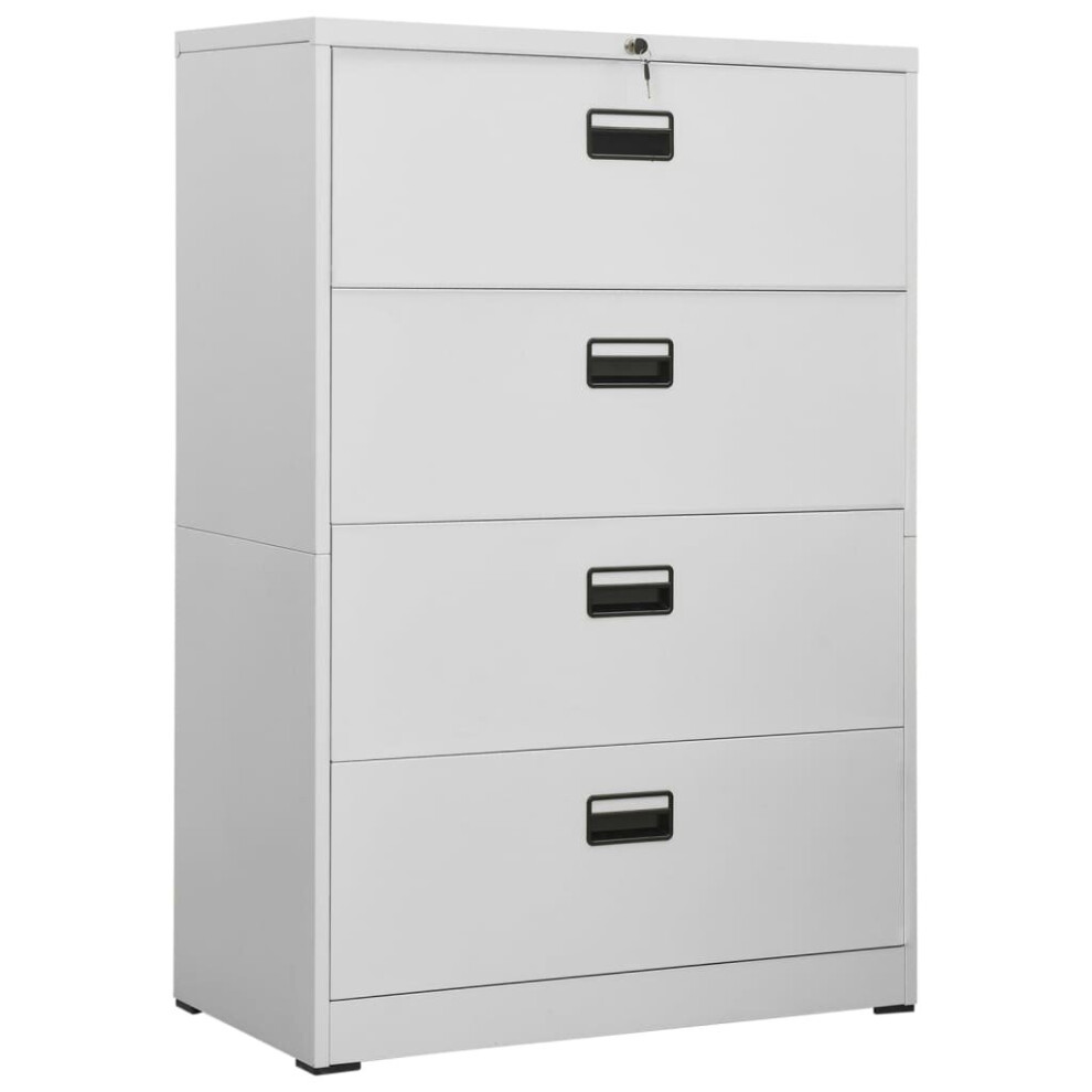 vidaXL Filing Cabinet Light Grey Steel Office File Storage Cabinet Lockable