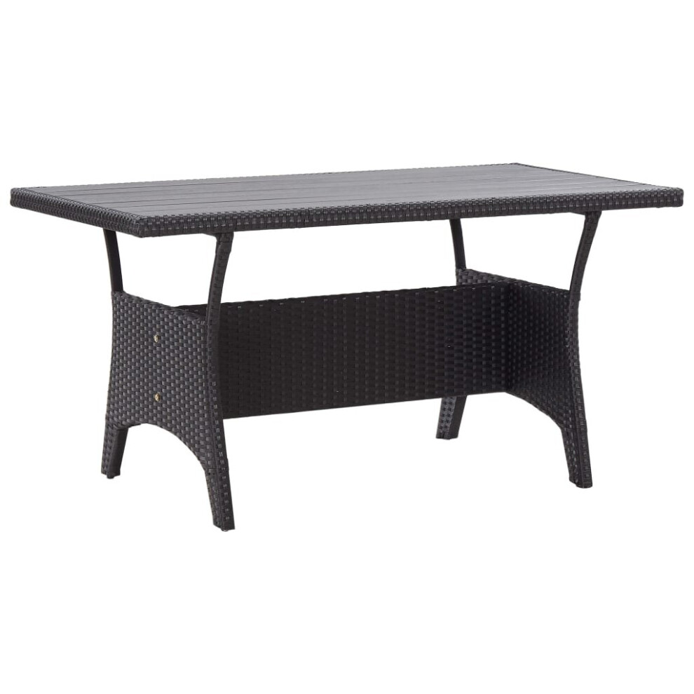 vidaXL Garden Table Black Poly Rattan Outdoor Patio Furniture Dinner Table