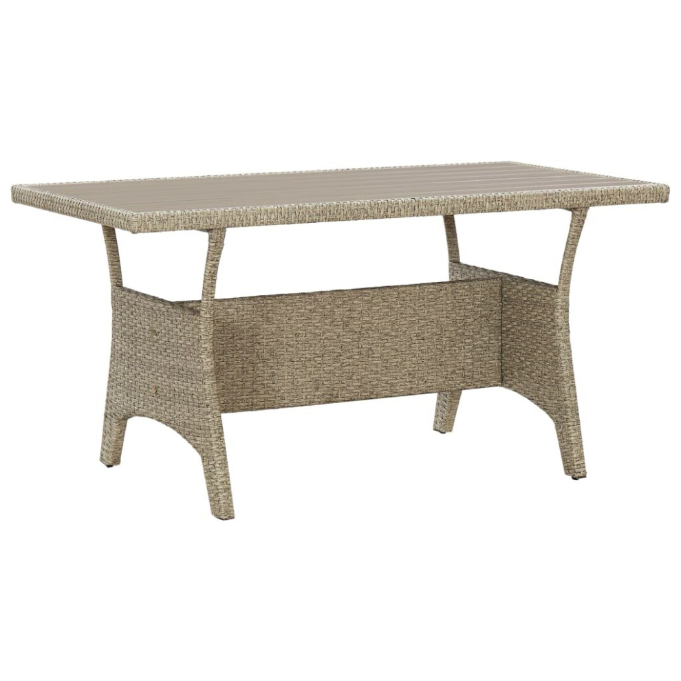 vidaXL Garden Table Grey Poly Rattan Outdoor Patio Dining Dinner Table Desk