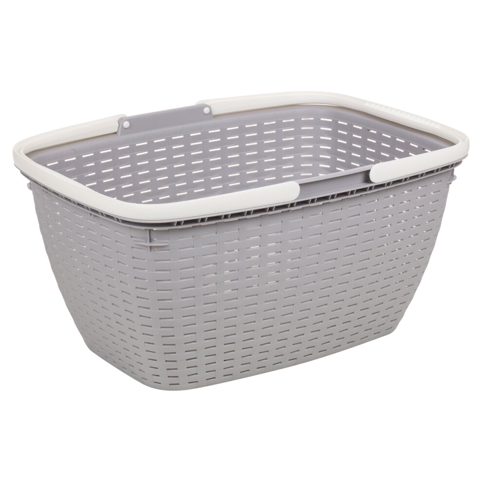 Urbn Living (Purple) Plastic Rattan Shopping Basket Box Folding Handle Purple