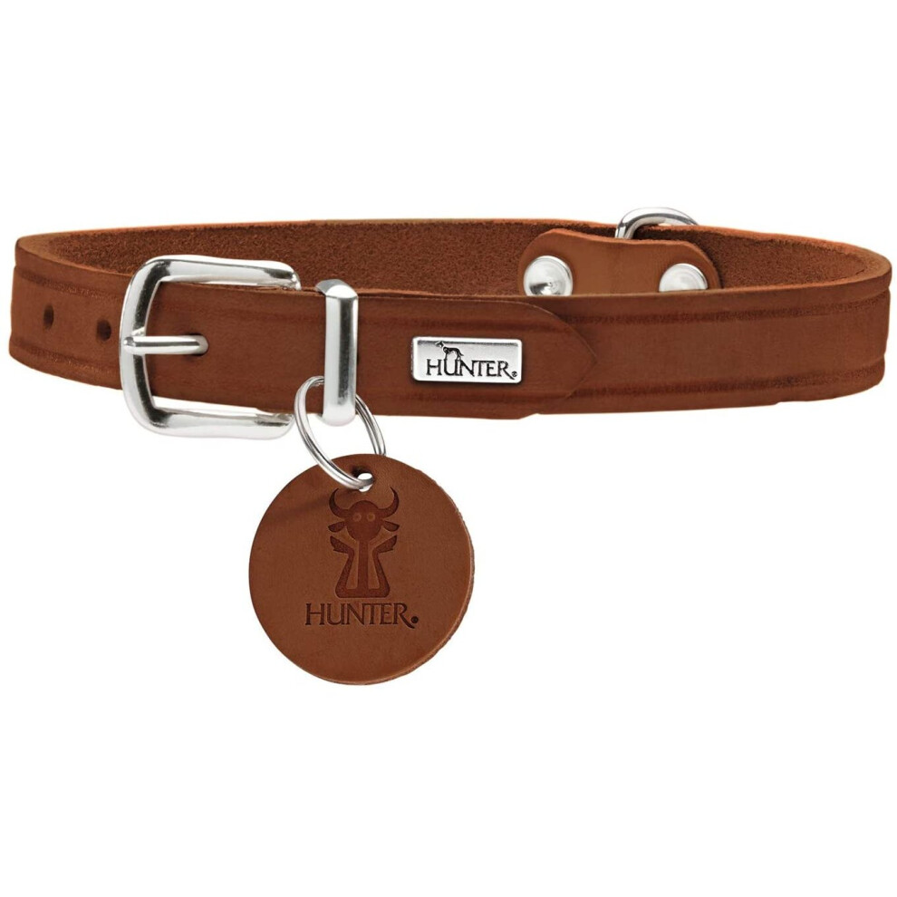 HUNTER Collar Aalborg, 42 Soft genuine cow leather, cognac