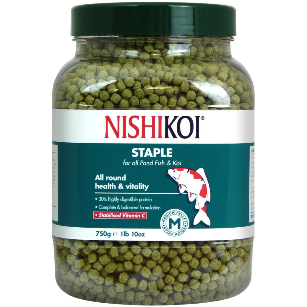 Nishikoi Staple Complete Food for Koi and Pond Fish - Medium Pellets - 750g