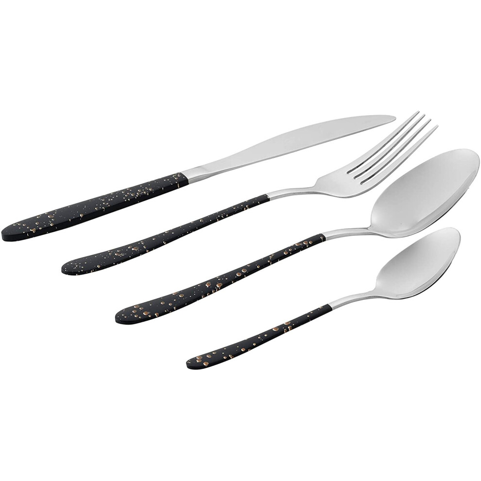 Salter BW09496 16 Piece Gold Marble Cutlery Set | Stainless Steel | Includes 4 Knives, 4 Forks, 4 Table, 4 Tea Spoons