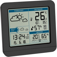 TFA Dostmann station wireless Sky, 35.1152.01, sensor, indoor and outdoor, with weather forecast, black, (L) 123 x (B) 52 x (H) 117 mm