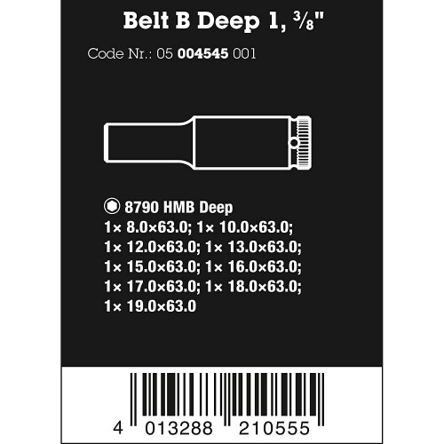 Wera Wera 05004545001 Belt B Deep 1 Socket Set 1