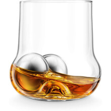 Final Touch ROCK Roller Whiskey Glass, Stainless Steel Ice Chilling Balls and Tong Drinking Gift Set