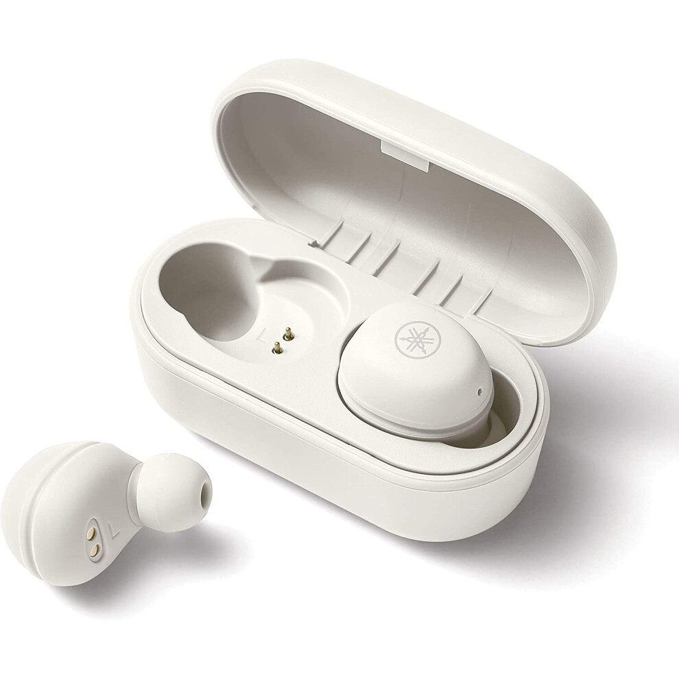 Yamaha Tw-E3a Bluetooth Earphones - True Wireless Earphones, 6 Hours Playback Time On One Charge, Waterproof (Ipx5 Certification), With Wireless White