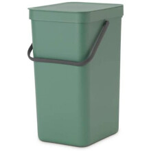Brabantia Sort & Go Kitchen Recycling Bin (16 L / Fir Green) Stackable Waste Organiser with Handle & Removable Lid, Easy Clean, Fixtures included for