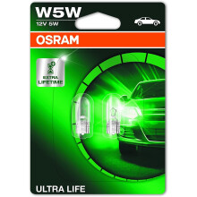 OSRAM ULTRA LIFE W5W halogen, license plate position light, 2825ULT-02B, 12 V passenger car, double blister (2 unit)
