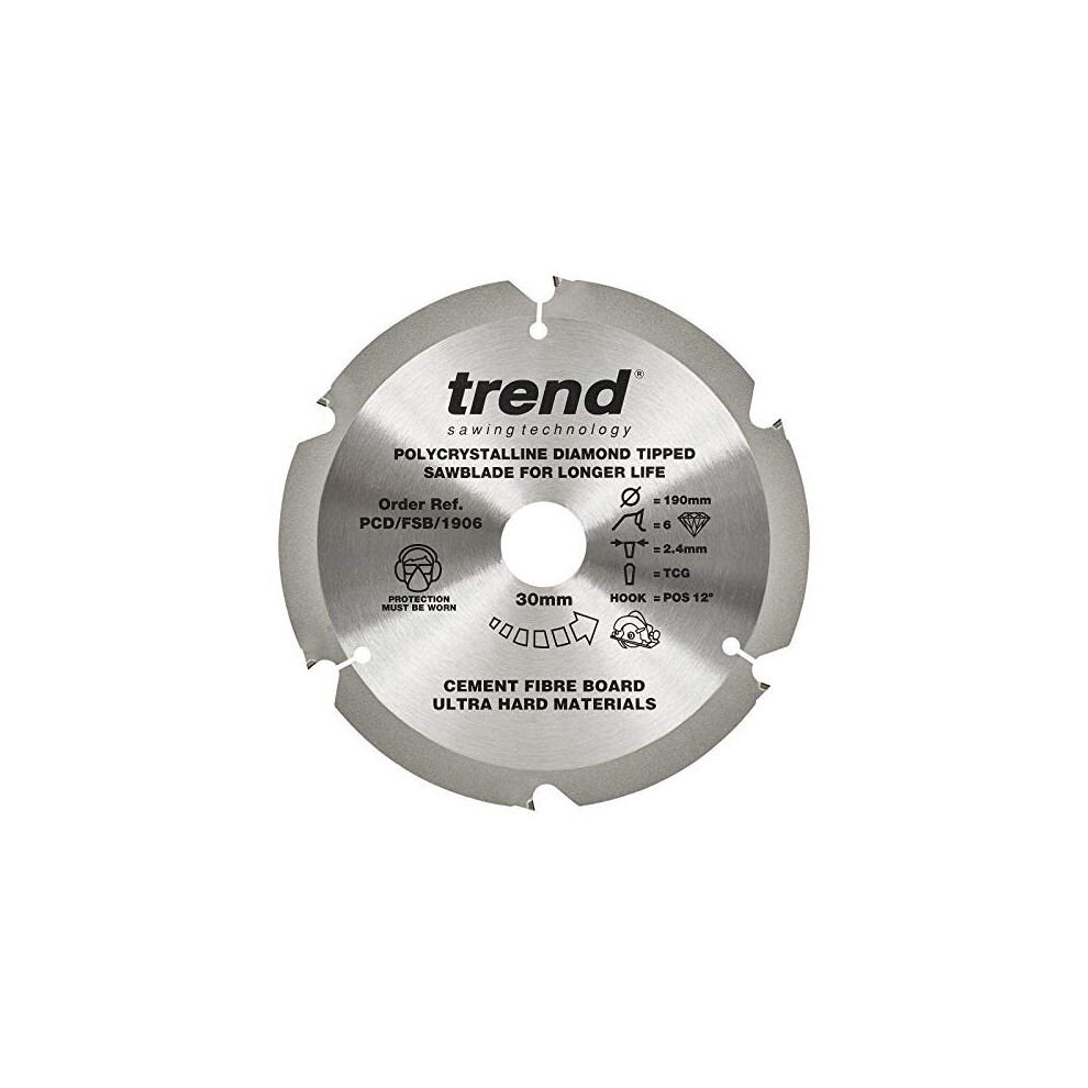 Trend Pcd/Fsb/1906 Fibreboard Sawblade Pcd 190Mm X 6T X 30Mm 5027654060476