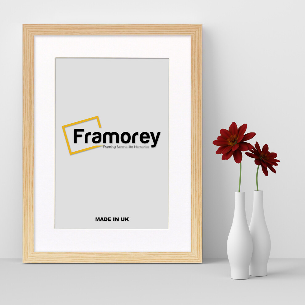 (A4 Pic (A3 Frame)) Pine Picture Frame Photo Frames With White Mount Wall Art Hanging Frame Home Decor Frame