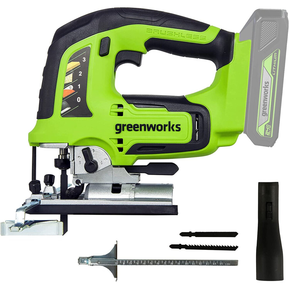 Greenworks 24V Cordless Jigsaw Gd24js - 25.4Mm Blade, 3000 Spm, Led Light, Tool-Free Blade Change, Battery & Charger Not Included 6952909062129