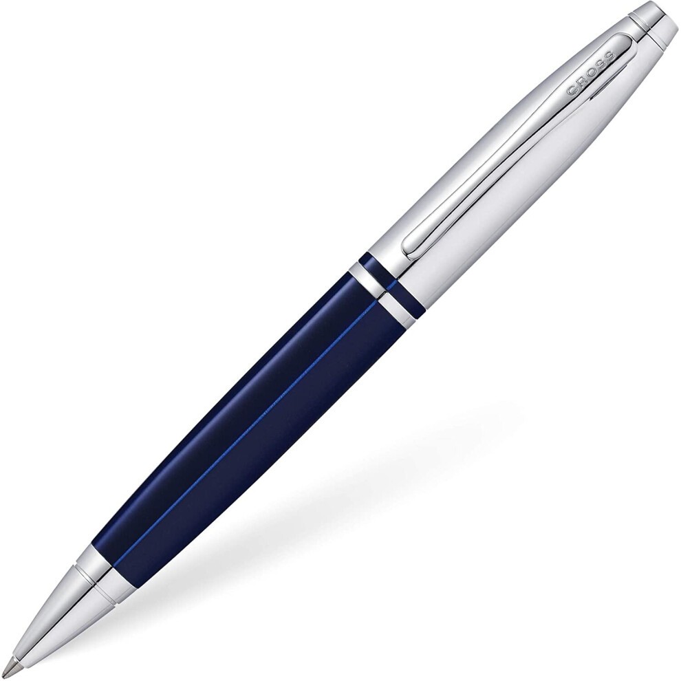 Cross Calais Ballpoint Pen In Chrome And Lacquer Incl. Premium Gift Box – Refillable Medium Ballpen Blue