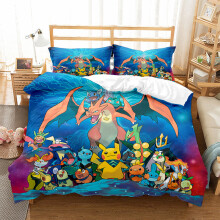 (Double-200*200, 12) Pokémon Cartoon Bedding Single Double Quilt Cover 3D Cartoon