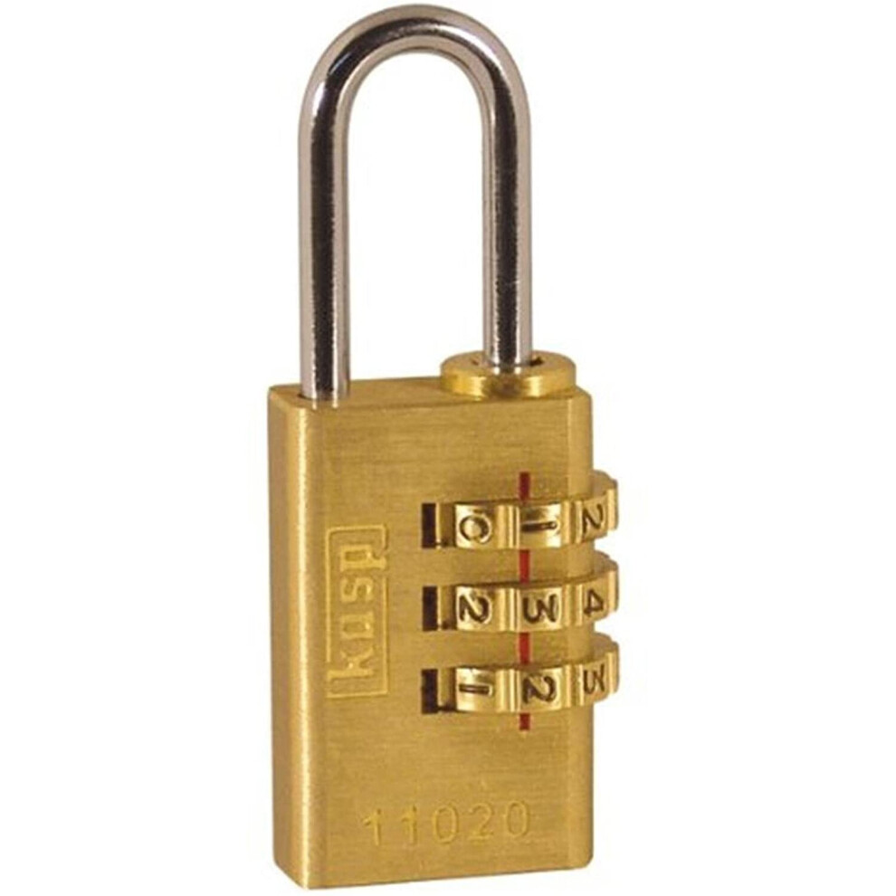 Kasp 110 Brass Combination Padlock K11020D Padlock-20mm, Gold, 20 mm