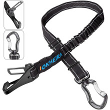 Iokheira Dog Seat Belt for Car, 3-in-1 Adjustable Dog Car Harness with Anti Shock Elastic Bungee Buffer,Dog Safty Belt for Car, dog Seatbelt(Black)