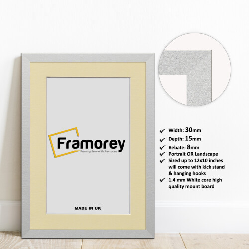 (A3 Pic (A2 Frame)) Silver Picture Frame Photo Frames With Ivory Mount Wall Art Hanging Frame Home Decor Frame